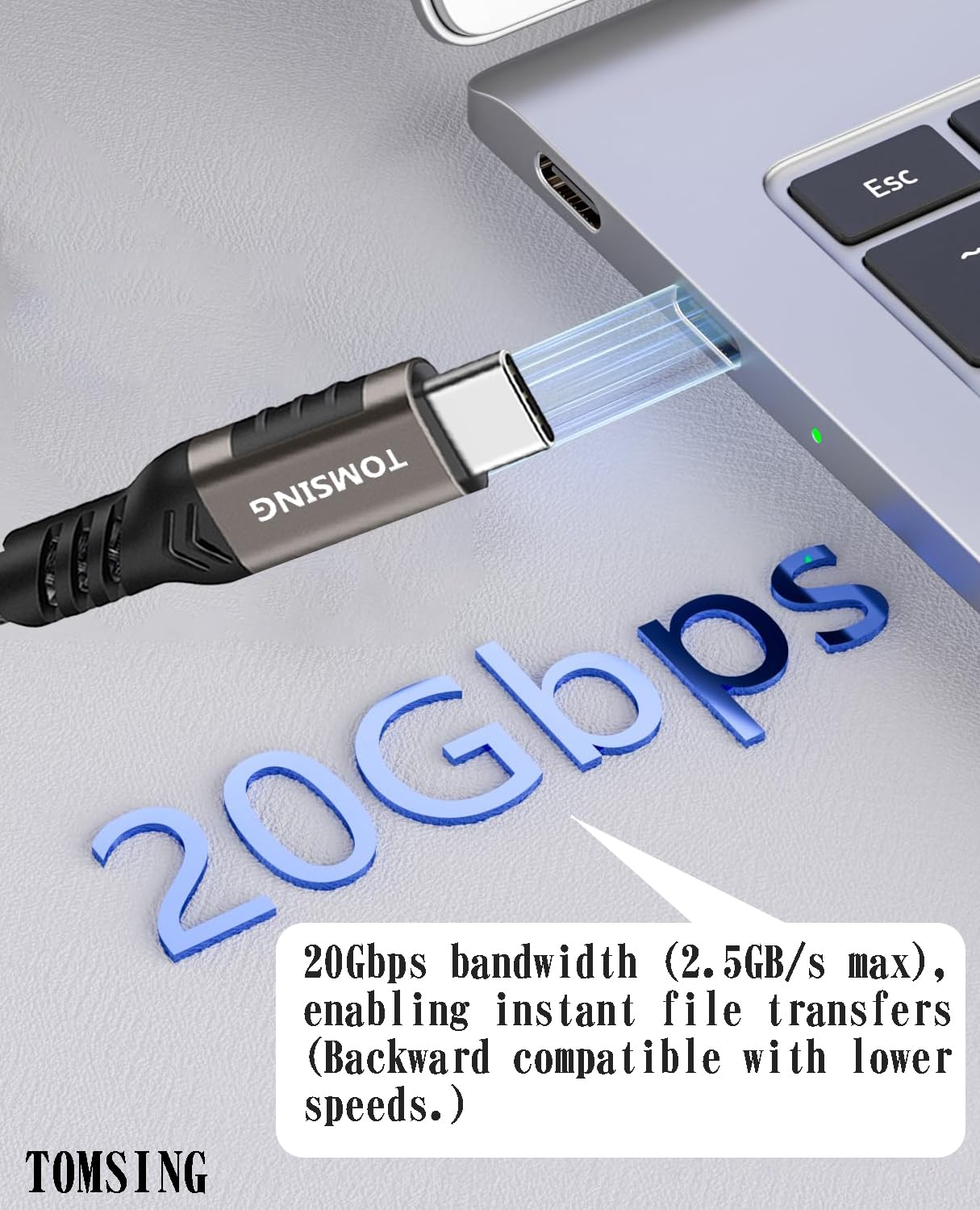 Cavo di prolunga USB C (240 W/20 Gbps/4 K a 60 Hz), tipo C maschio a femmina, estensione di ricarica e sincronizzazione per tastiera, mouse, PlayStation, Xbox, unità flash, stampante