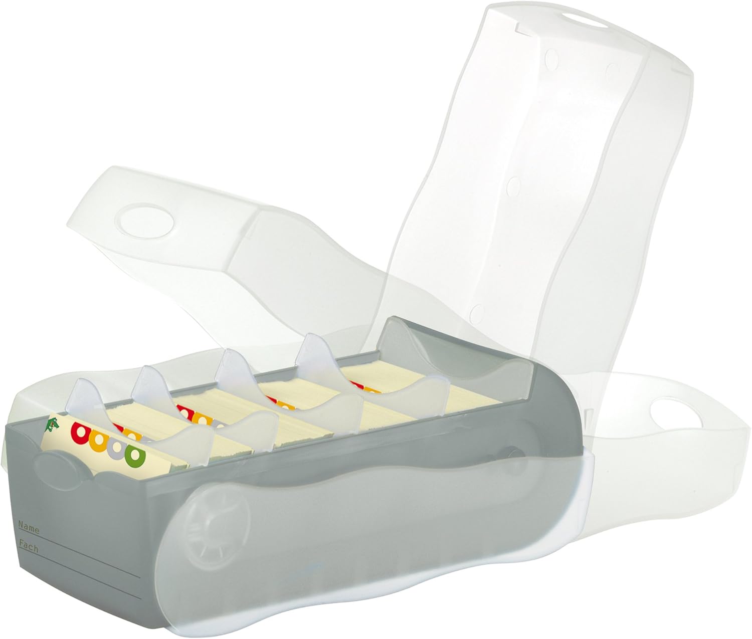 HAN 998-693, CROCO Flashcard Index Box. For learning vocabulary in an ingeniously simple way, A8, translucent grey