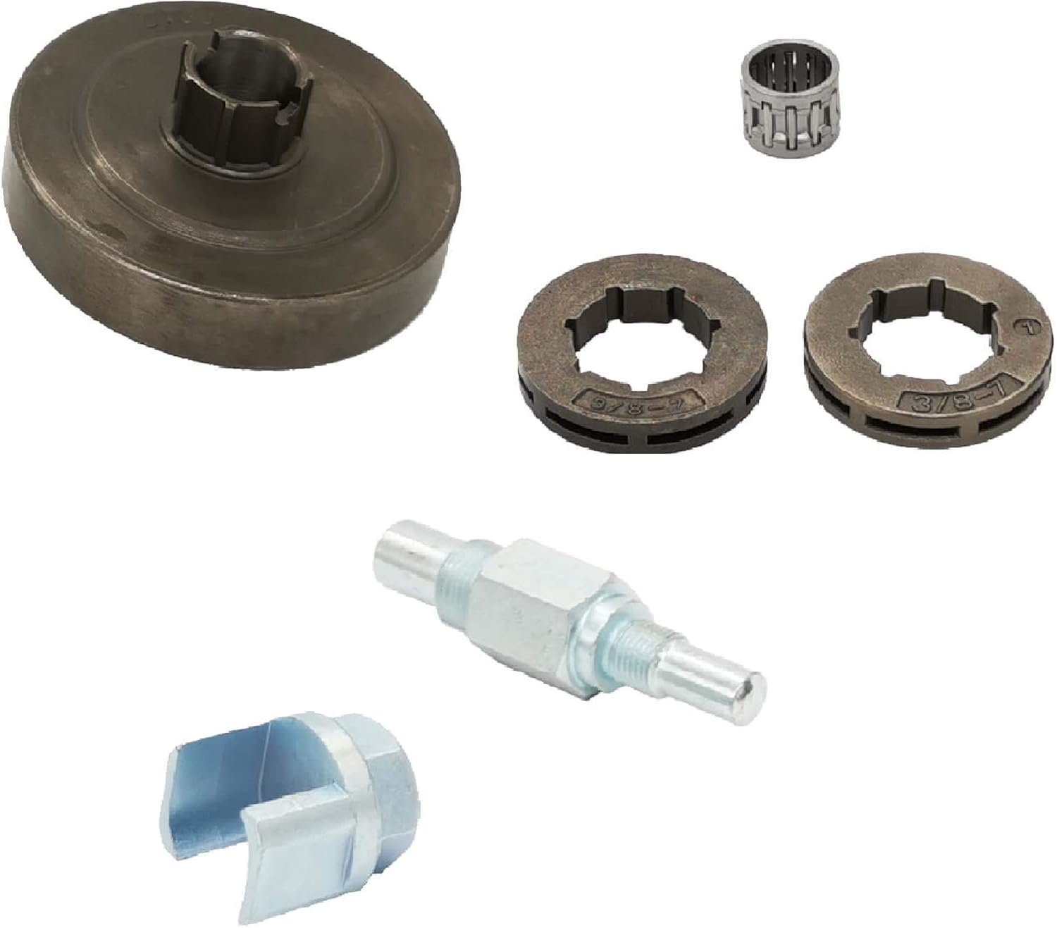 3/8" 7T Chainsaw Rim Sprocket & Clutch Removal Tool & Excellent Metal Piston Stop + Extra Rim for Husqvarna 455, 455 Rancher, 460, 460 Rancher