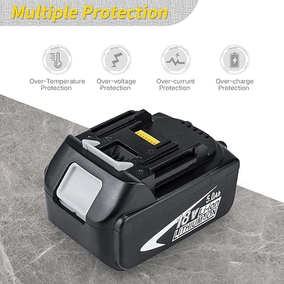 2X BL1850B Battery 5.0Ah with Charger 3Ah DC18RC, Replace for Makita 18V
