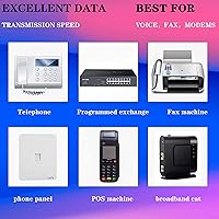 Vista 7 de Paquete de 3 cables de extensión de teléfono de 1 pie con enchufes RJ11 6P4C estándar para teléfono fijo y fax (3, negro, 1 pie)