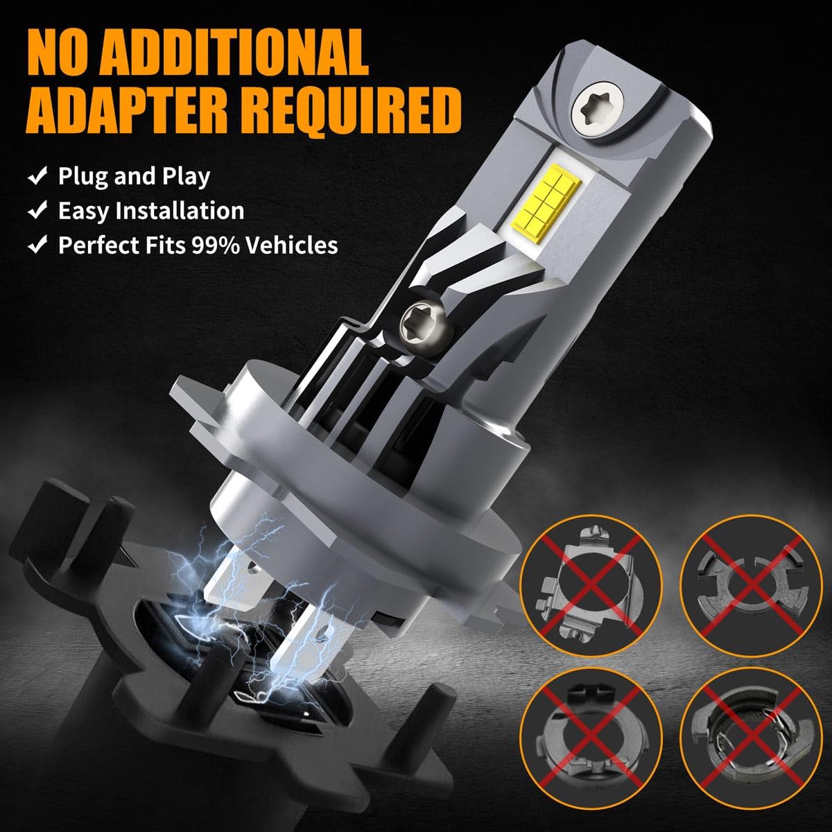 H7 Light Bulbs for VW Tiguan (2018-2024), 6000K Cool White, 300% Brighter, High/Low Beam Set, Canbus-Ready, Plug and Play, Pack of 4