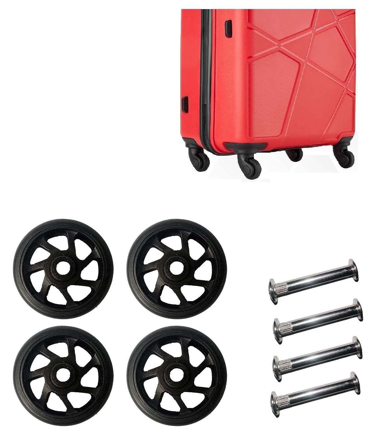 Luggage Wheels For All Branded Suitcase Only for Replacement and Repair Travel Trolley Bag Suitcases Rubber Wheels for Luggage Parts 4.5 CM (4 Pcs)