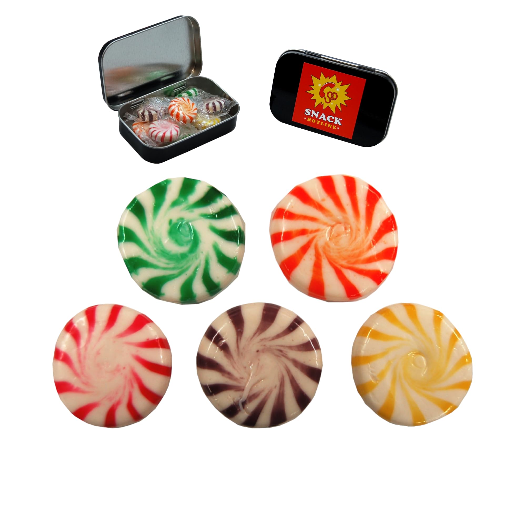 1.5 lbs of Fruit Starlight Hard Candy plus a Snack Hotline Tin for Pocket or Purse | 5 Flavors - Lemon-Grape-Cherry-Orange-Lime | Bulk Candy Individually Wrapped