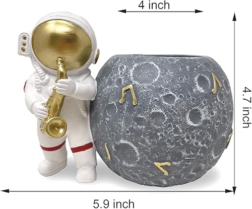 Miniatura 8 de Lindo soporte para bolígrafo, figuras de astronauta, decoración de escritorio para habitación de niños, soporte para lápices de astronauta para