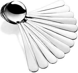 Hiware Soup Spoons, Round Stainless Steel Bouillon Spoons, Set of 12 - coolthings.us