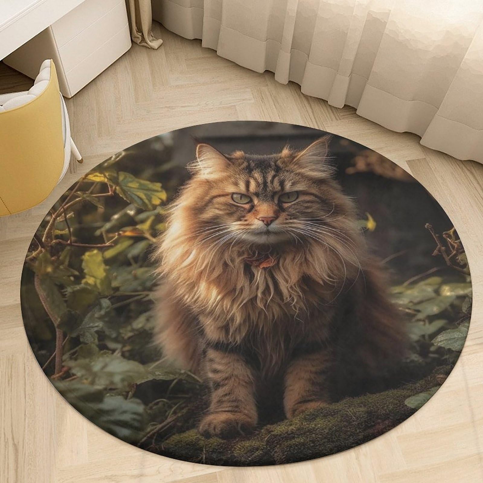 Tapis rond bohème de 90 cm idéal pour sublimer le sol de votre salon ou un coin repas chaleureux