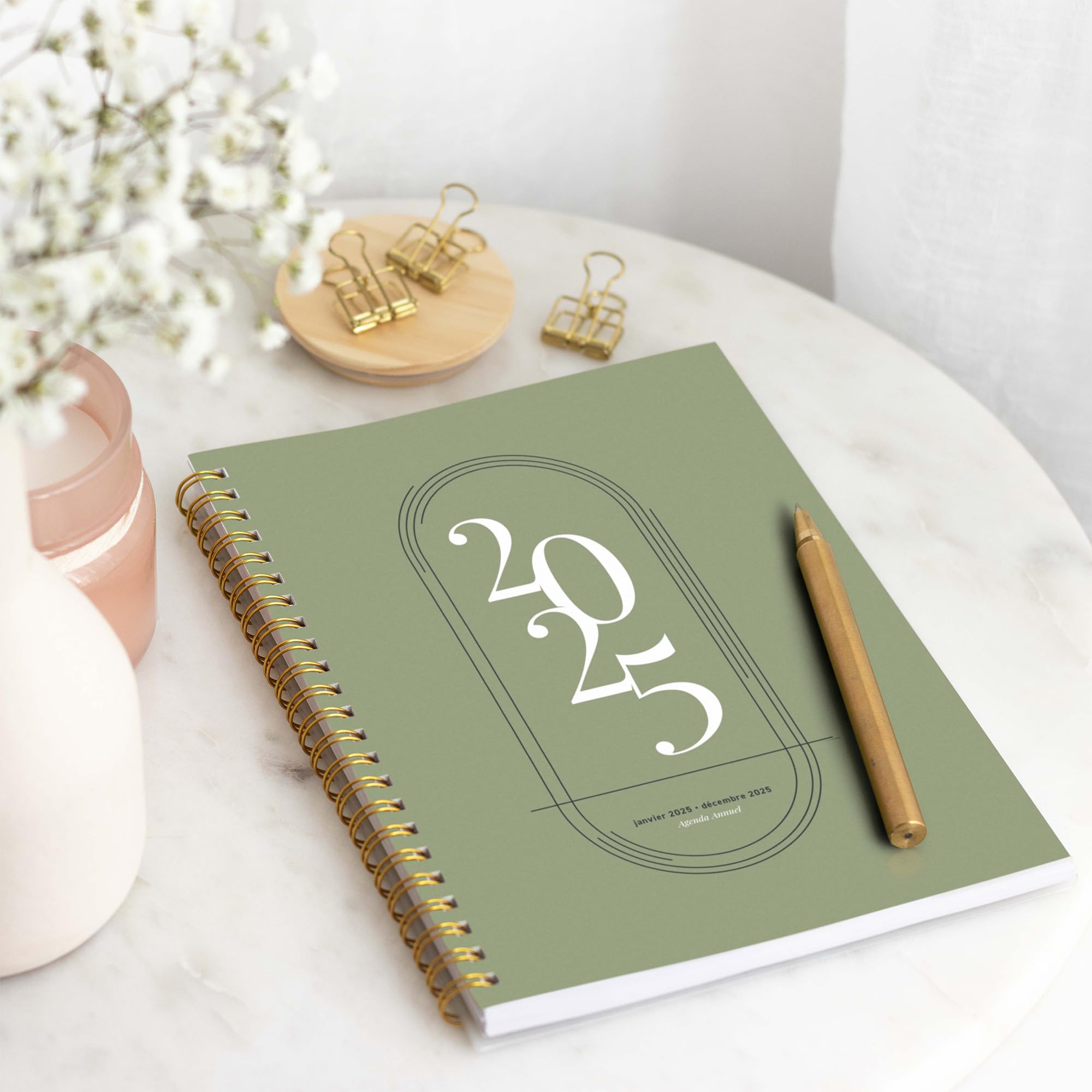 Rileys & Co Planificateur Mensuel et Hebdomadaire, Couverture Flexible, Reliure à Double Spirale, Pages de Notes, Calendrier Vert