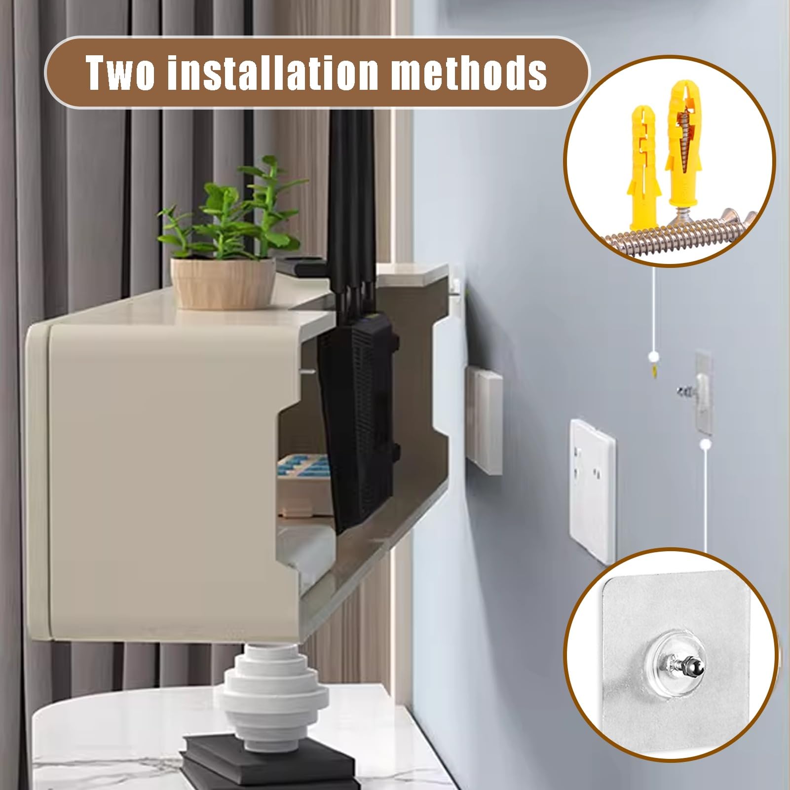 Étagère murale en bois pour routeur, boîte de rangement WiFi, armoire cachée pour bureau et salon