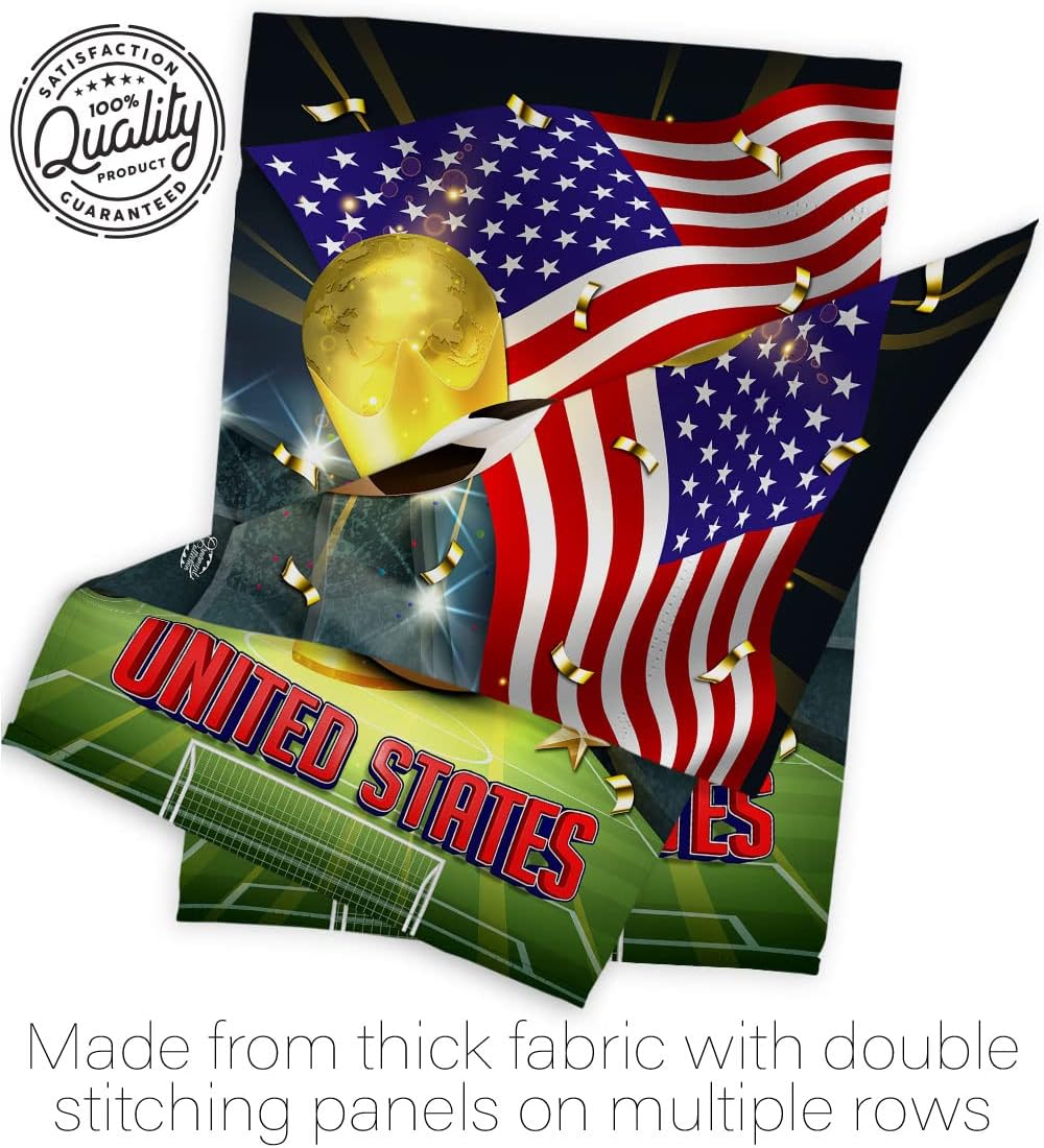 FIFA World Cup United States Banner Room Wall Art Flag Poles For Outside House Patio Porch Lawn Garden Stand Tapestry Yard Signs Team Qatar Trophy Soccer Game Football Gifts Made In USA