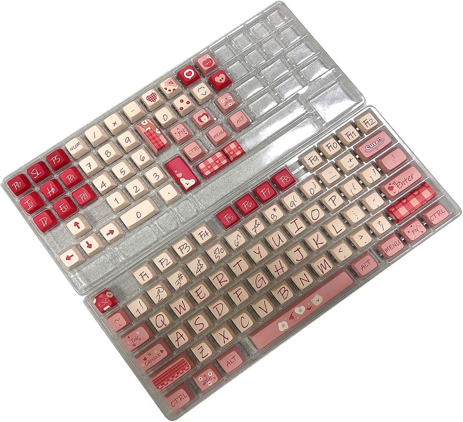 Cartoon Bear Keycap 120keys Sublimations Keycaps for Mechanical Keyboards Switches Keycap Replacement