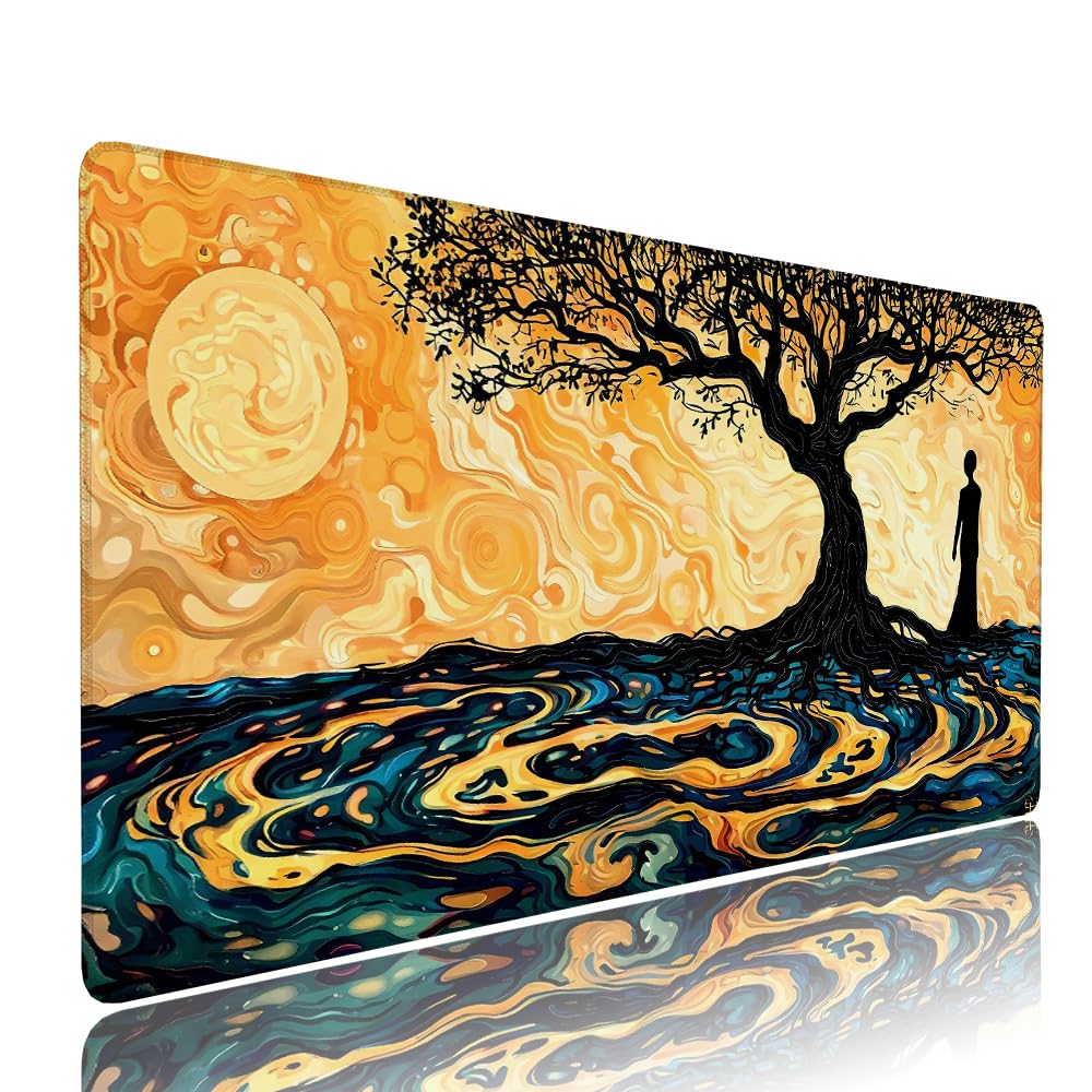 Alfombrilla de Mouse para Juegos, Giallo, XXL, Antideslizante, Impermeable, Diseño de Astratto, Extendido, Grande, 1200x600x3mm, para PC, Laptop, Ufficio, Famiglia d-562