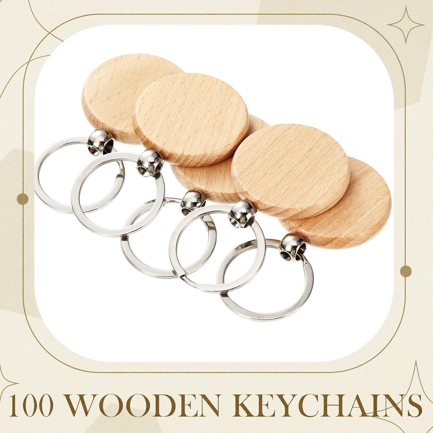 Yinkin Round Wooden Keychain Blank Laser Engraving Wood Blank Bulk Unfinished Wooden Key Ring Key Tag for DIY Gift Crafts(Circle) - Image 4