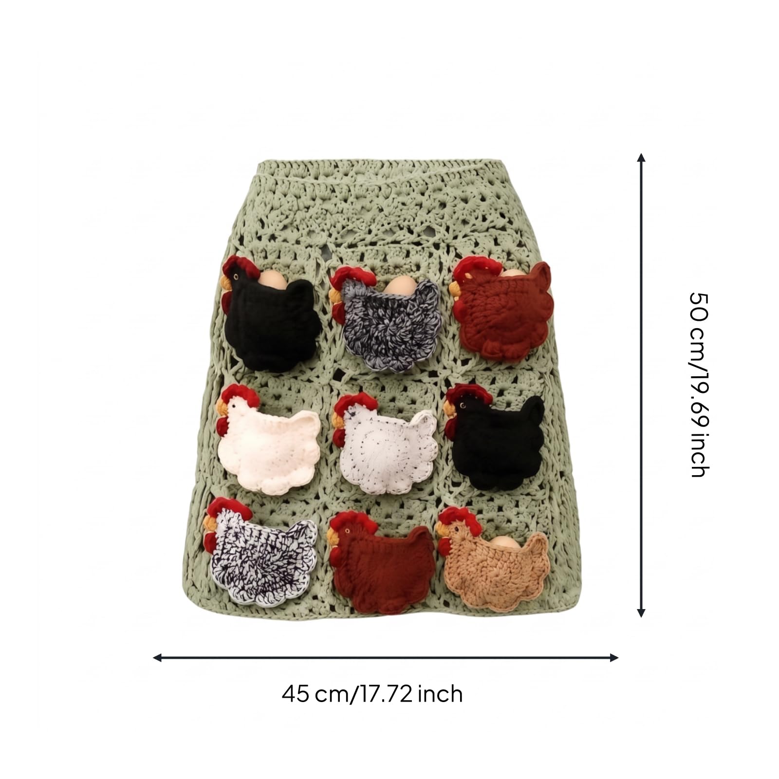 Grembiule All’uncinetto Grembiule Raccolta Uova Grembiule Cucina Grembiule Fattoria con Tasche Anteriori Dettagli Intrecciati in Cotone Lacci in