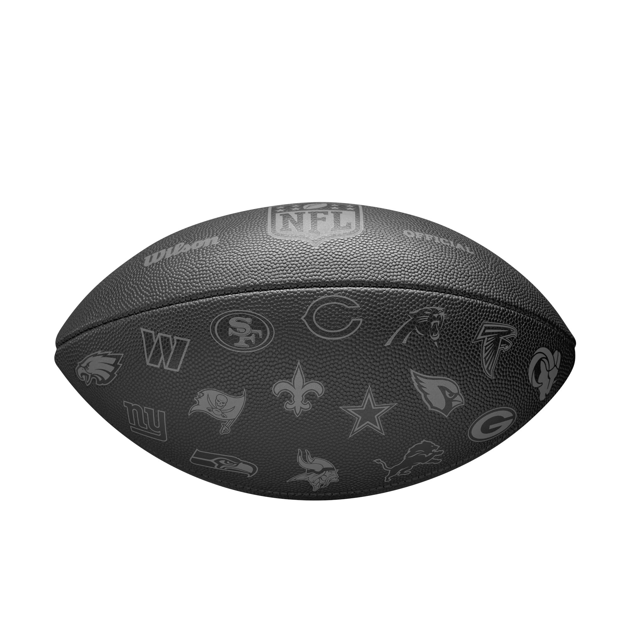 Wilson NFL 32 Team Football, Mit Einer Druckverriegelungsblase und klassischer Schnürung, Stilvolles Aussehen, Aus robusten Materialien, Farbe: Schwarz, Offizielle Größe