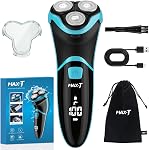 MAX-T Electric Razor for Men with Pop-Up Trimmer, IPX7 Waterproof Electric Shaver, 3D Rotary Shaver, Rechargeable Cordless Shavers for Men, Type-C, 120Mins Runtime, Plug & Play