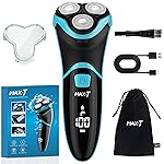 MAX-T Electric Razor for Men with Pop-Up Trimmer, IPX7 Waterproof Electric Shaver, 3D Rotary Shaver, Rechargeable Cordless Shavers for Men, Type-C, 120Mins Runtime, Plug & Play