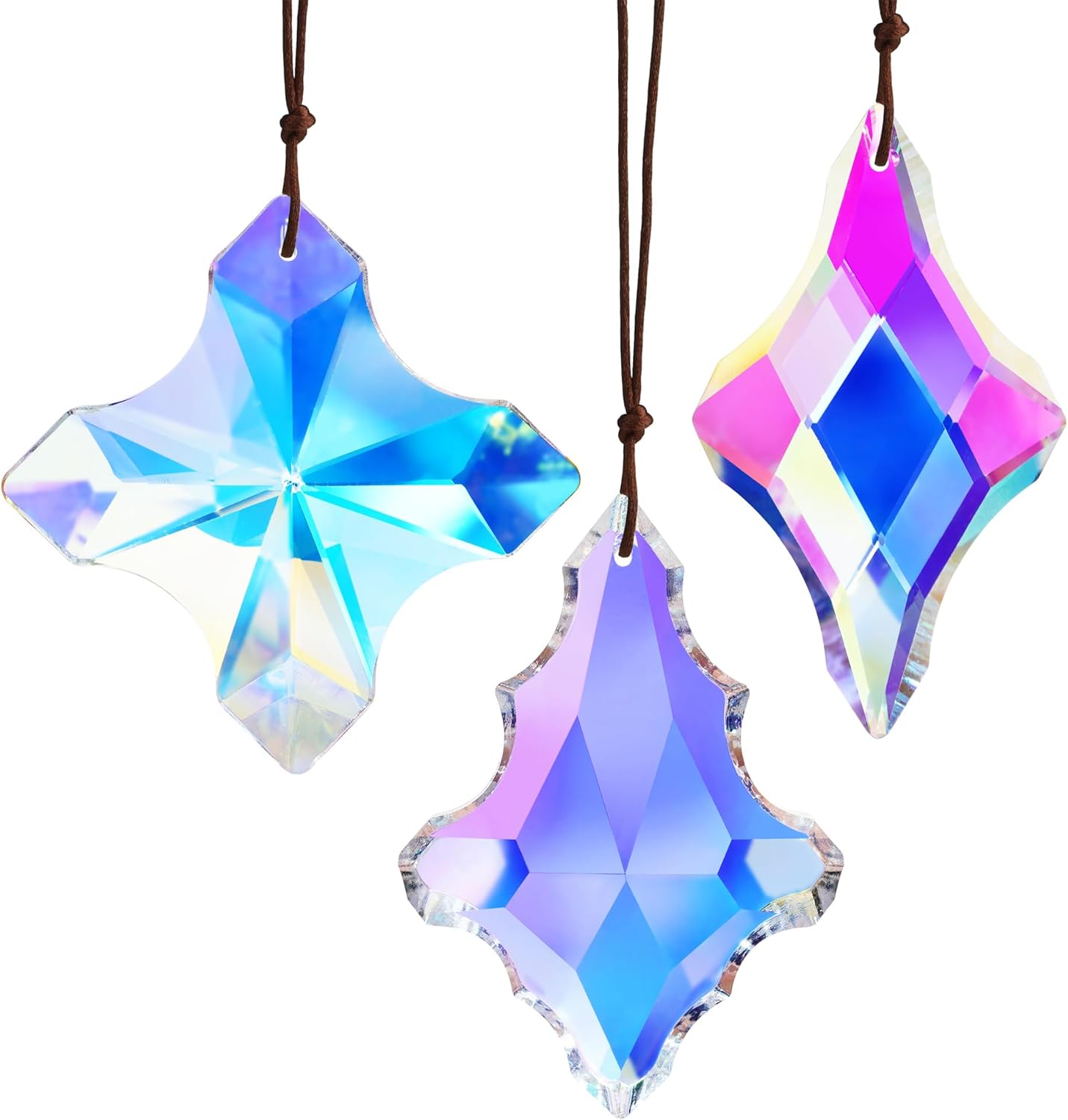 3pcs AB Coating Crystal Prism Suncatcher,Outdoor Hanging