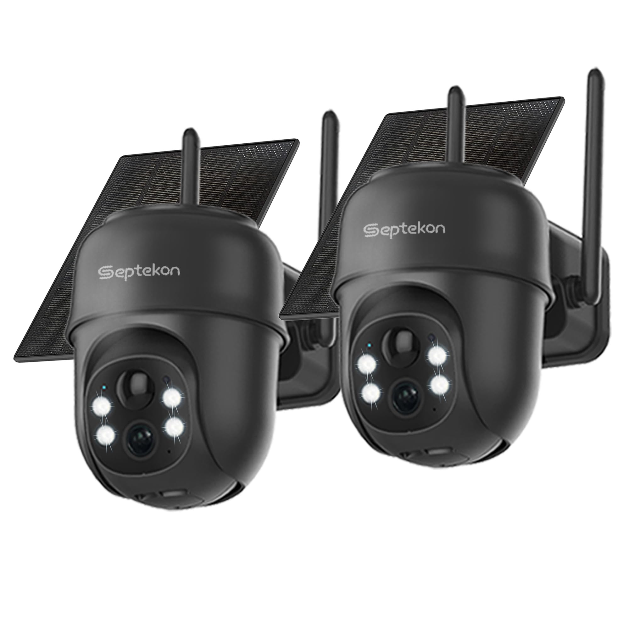 Sponsored Ad - 2K Solar Security Cameras Wireless Outdoor 2 Pack, 360°PTZ Battery Powered Outdoor Camera, 2.4G WiFi Camera with Spotlight Color Night Vision, Motion Sensor Alarm, IP66, Black