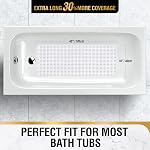 HITSLAM Tapis de bain pour baignoire, Tapis de baignoire antidérapant 101x40cm Tapis de baignoire extra longue, tapis de douche lavable en machine avec des ventouses et des trous d'écoulement, doux sur les pieds, clair
