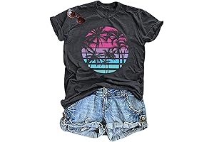 HAWAIIAN SHIRTS FOR WOMEN PALM TREES TShirts WOMEN GRAPHIC VACATION SUMMER TOPS