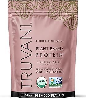Truvani Vegan Pea Protein Powder | Vanilla Chai | 20g Organic Plant Based Protein | 10 Servings | Keto | Gluten & Dairy Free | Low Carb | No Added Sugar