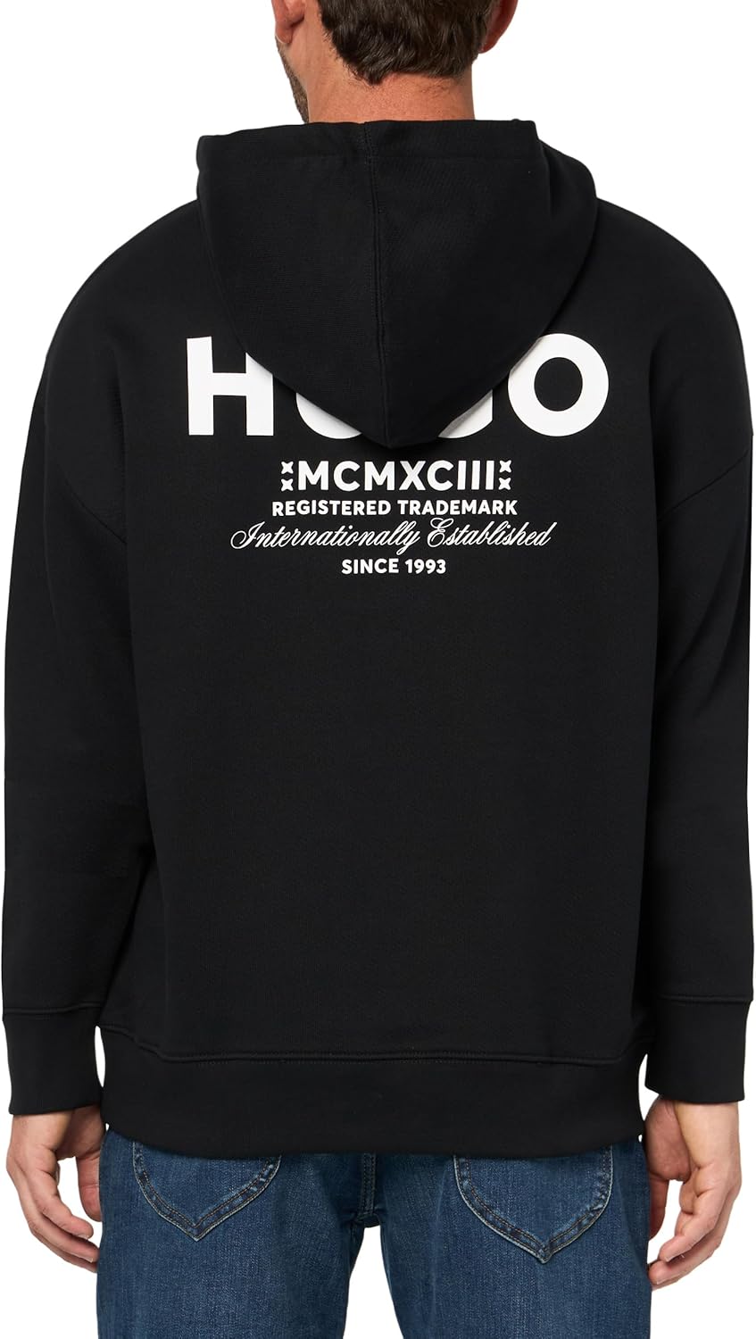 HUGO mens Back Printed Logo Hooded Sweatshirt - Image 2