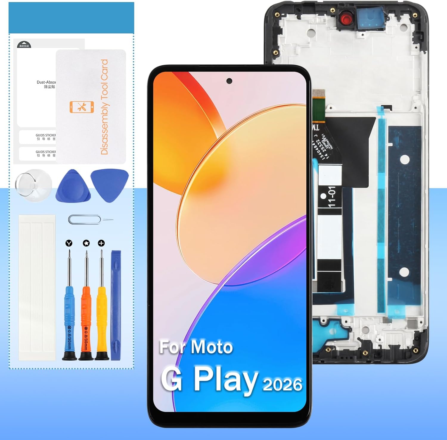 Original for Motorola Moto G Play 5G 2026 Screen Replacement XT2615-1 6.7" LCD Display Touch Digitizer Assembly with Tools - Black with Frame
