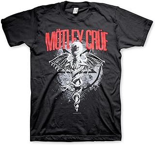 Motley Crue Dr. Feelgood & Logo Mens Short Sleeve T Shirt 80s Heavy Metal Band Vintage Style Graphic Tees