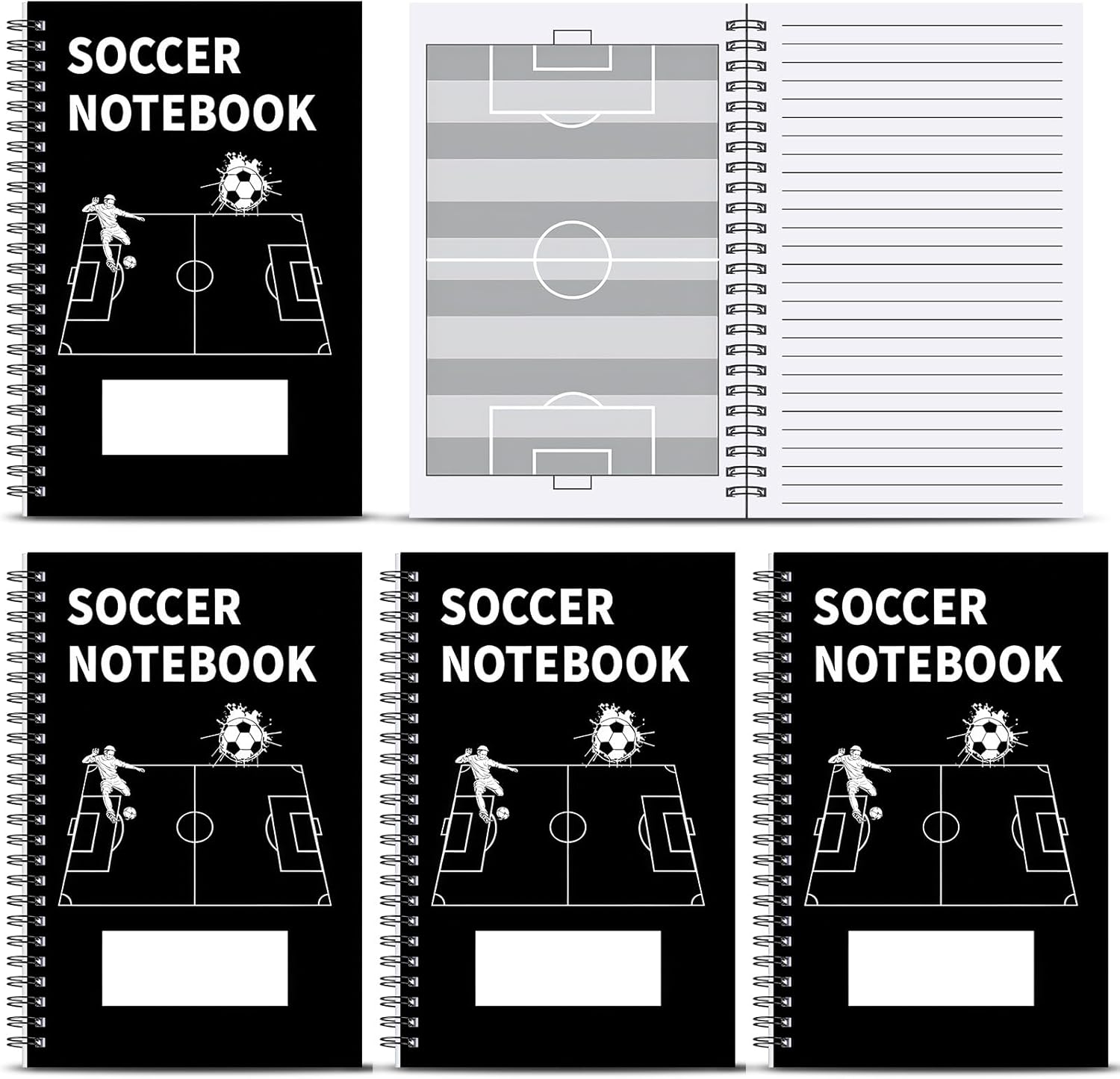 Resurhang 6 Pcs Soccer Coach Notebook Field Diagrams 8.5 x 5.5'' Football Training Spiral Notebook Soccer Coach Playbook Dual Design for Writing Illustrating Planning Strategy Visualization 40 Sheets