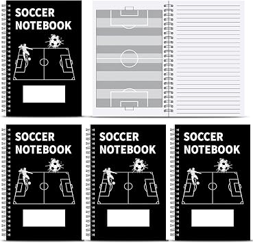Resurhang 6 Pcs Soccer Coach Notebook Gift Field Diagrams 8.5 x 5.5 | Football Training Spiral Notebook, Dual Design, Soccer Playbook, 40 Sheets, Coach Gift for Illustrating Planning Strategy