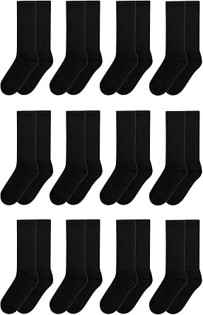 Los Angeles Apparel 12-Pack Unisex Sock, 9-11, Black