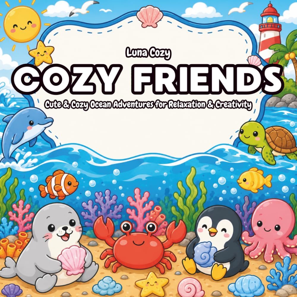 Cozy Friends Coloring Book: Cute Ocean Animal Adventures with Kawaii Sea Creatures for Relaxing Coloring Fun (Cozy Friends Coloring Series)