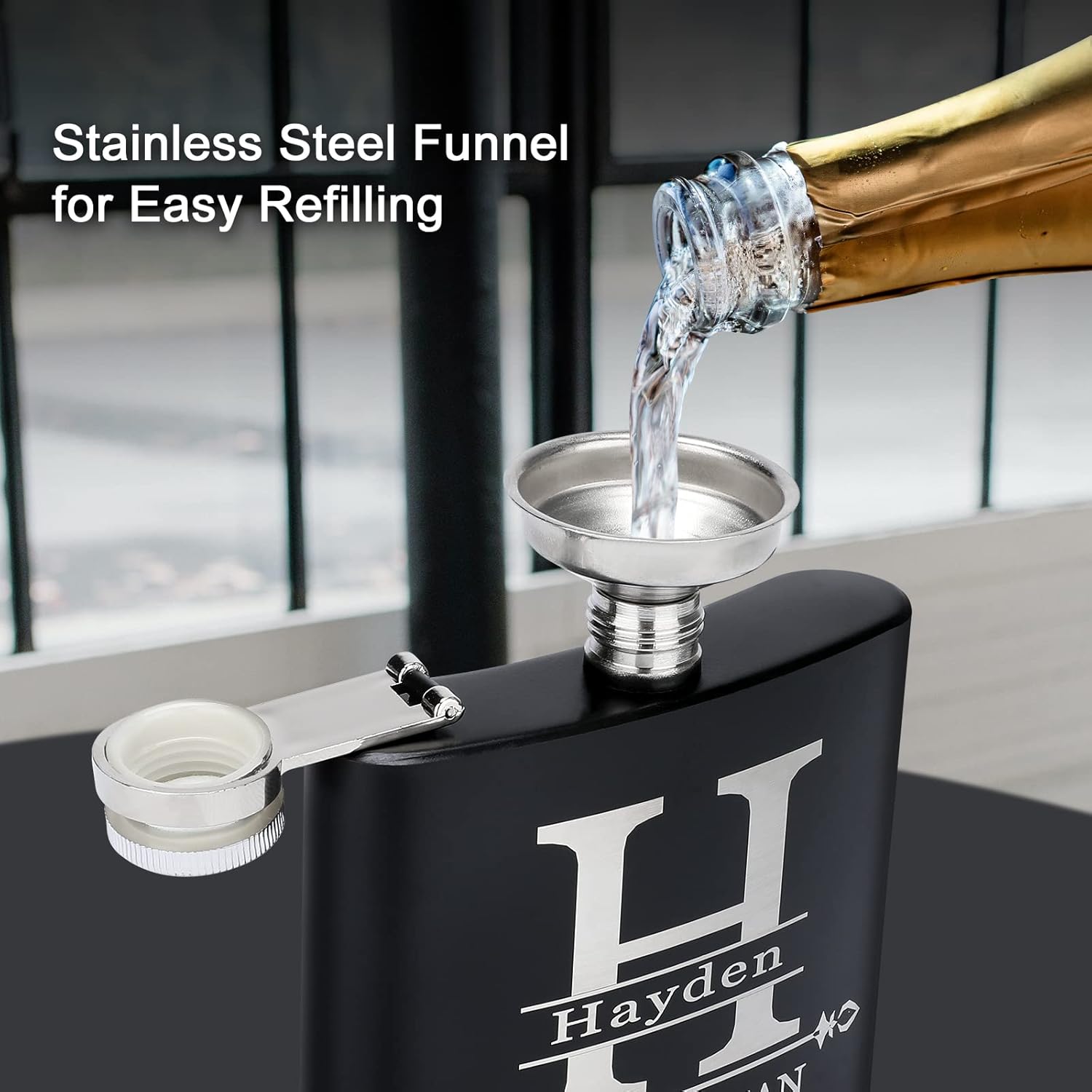 Groomsmen Gifts Set of 7, Groomsman Gifts for Wedding, Custom Stainless Steel Hip Flasks 6 Oz. Personalized Flask, Great for Best Man And Groomsman Proposal, Wedding Party Gifts, Bachelor Party Team