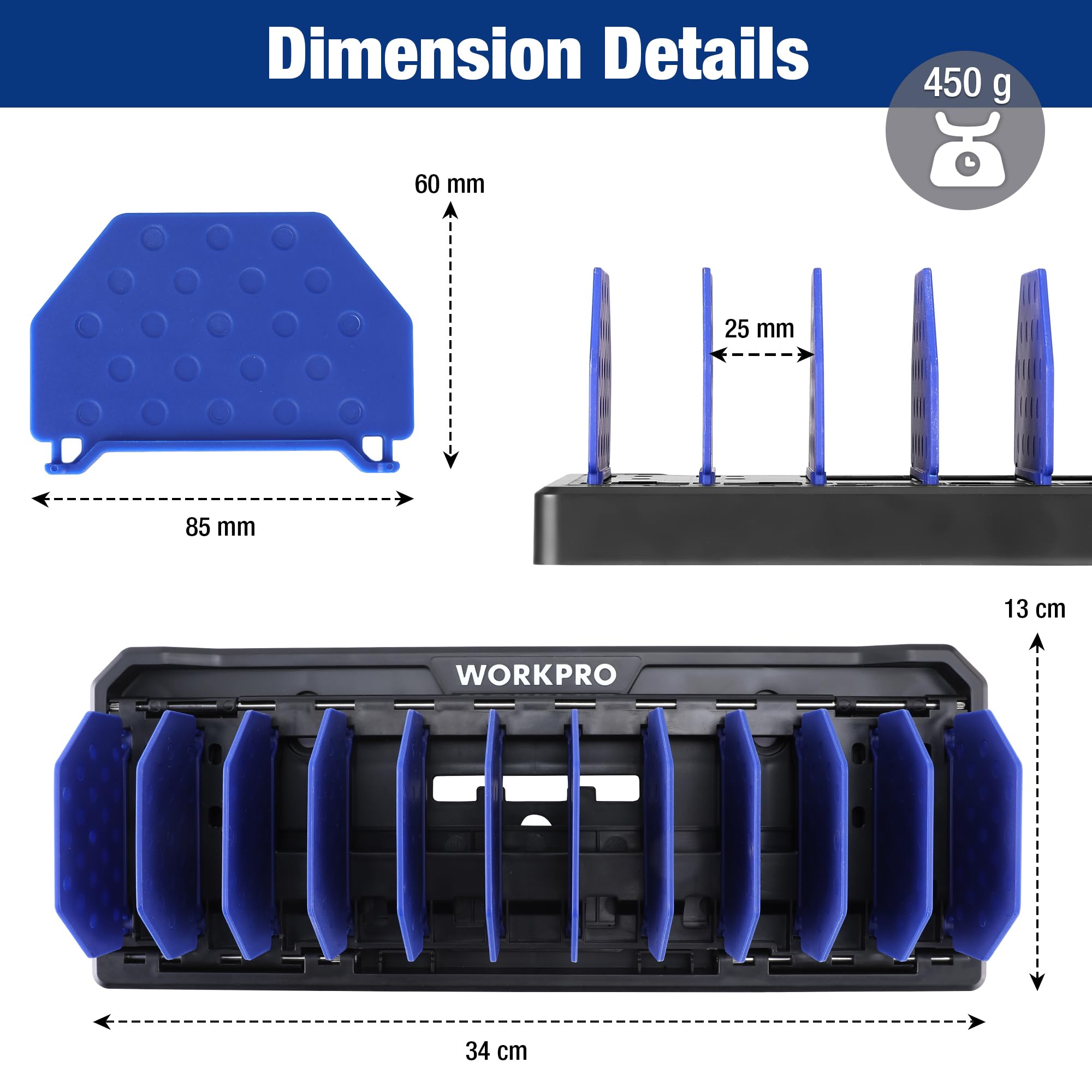 WORKPRO Foldable Pliers Holder, 340mm Multi-Purpose Wall Mount Tool Organizer - Image 4