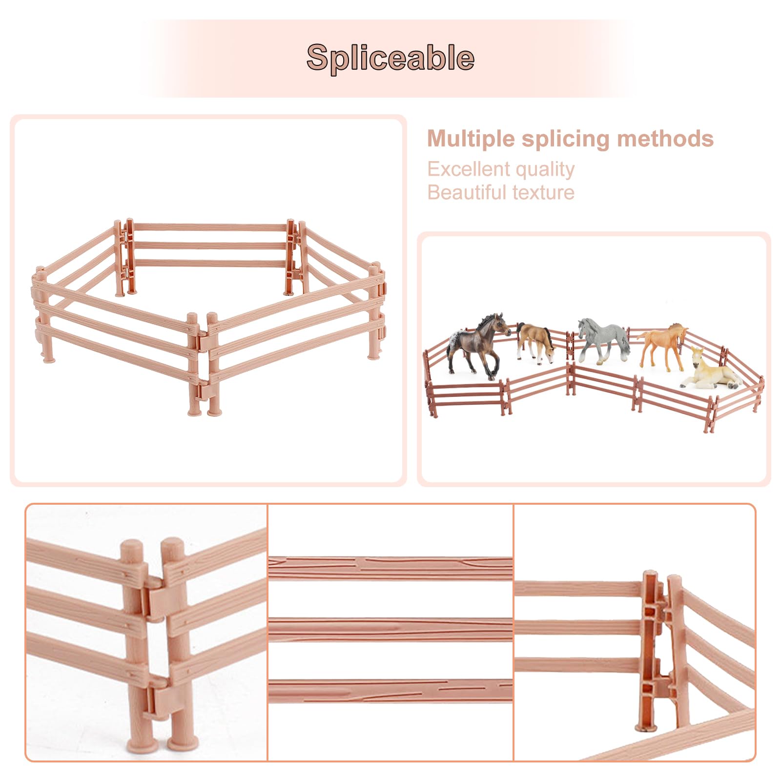 40 piezas Mini caballo Corral 15 x 6,5 cm Mini Valla Granja Granja Granja Niños Regalo Educativo Fácil de Instalar para DIY Jardín Valla Micro Paisaje Decoración - Brillante