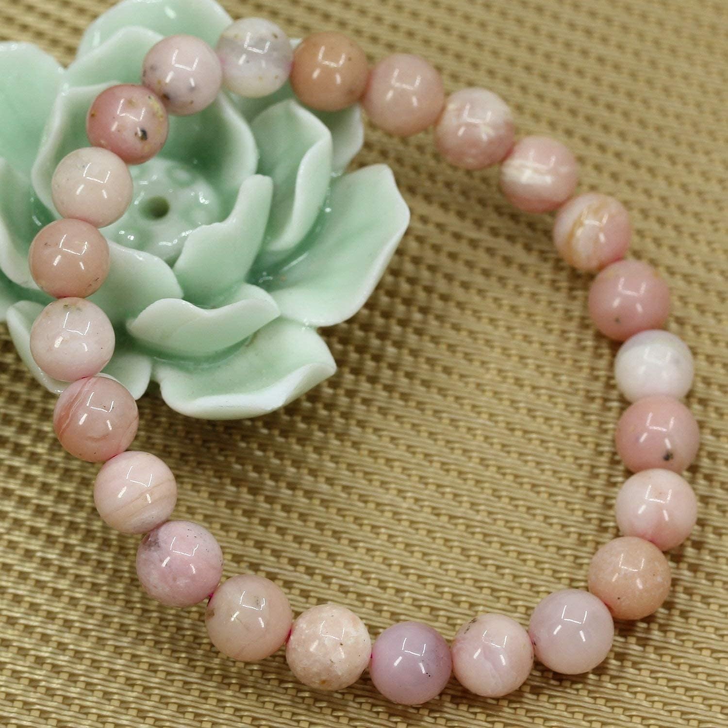 Angelstones Handmade Natural Healing Gemstone 8mm Round Beads Stretch Crystal Bracelet 7 Inch Unisex