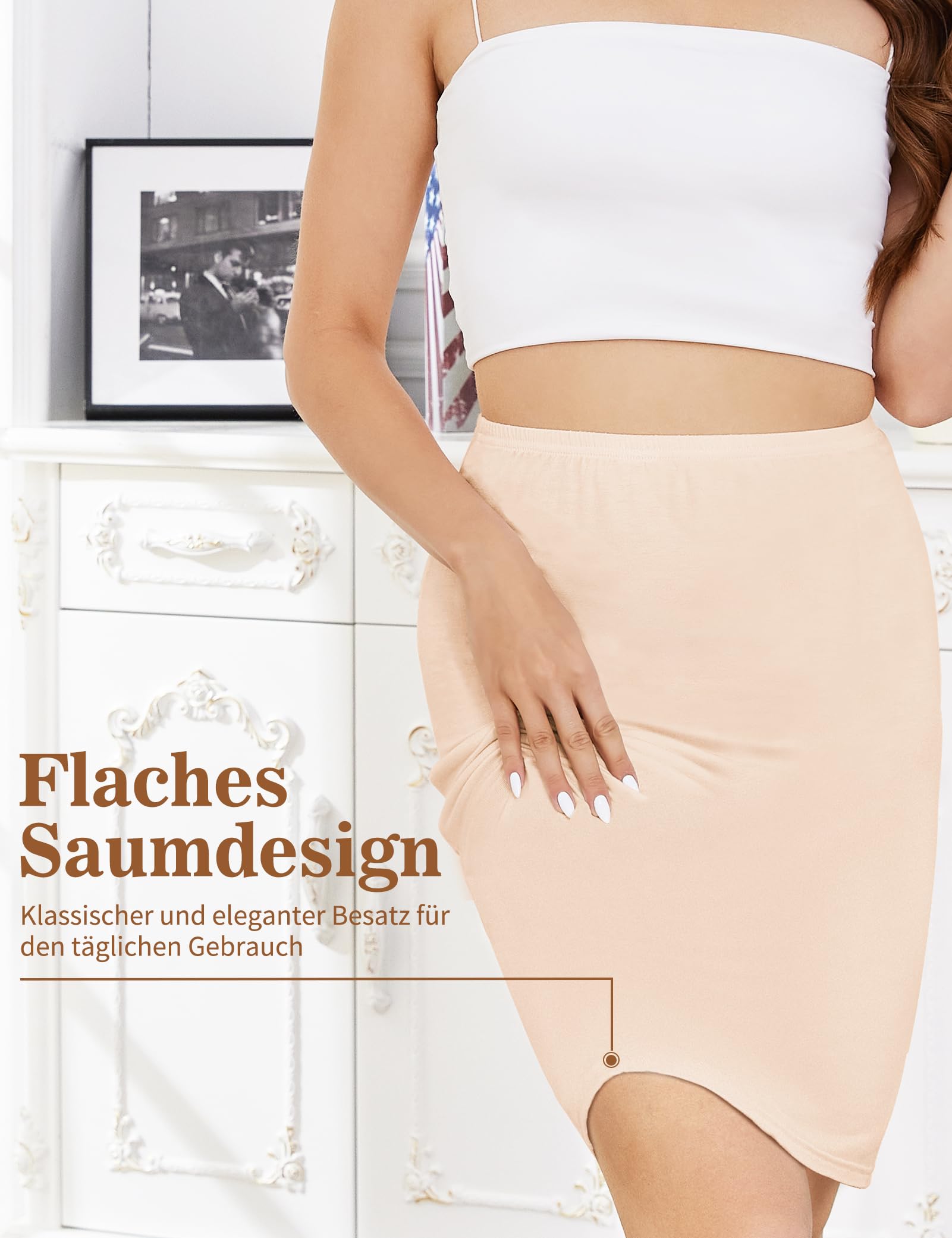 MELLIEX Unterrock Damen, 50cm Halbrock Ployster Weich Unterröcke Antistatisch Petticoat Unsichtbar Kleid Underskirt