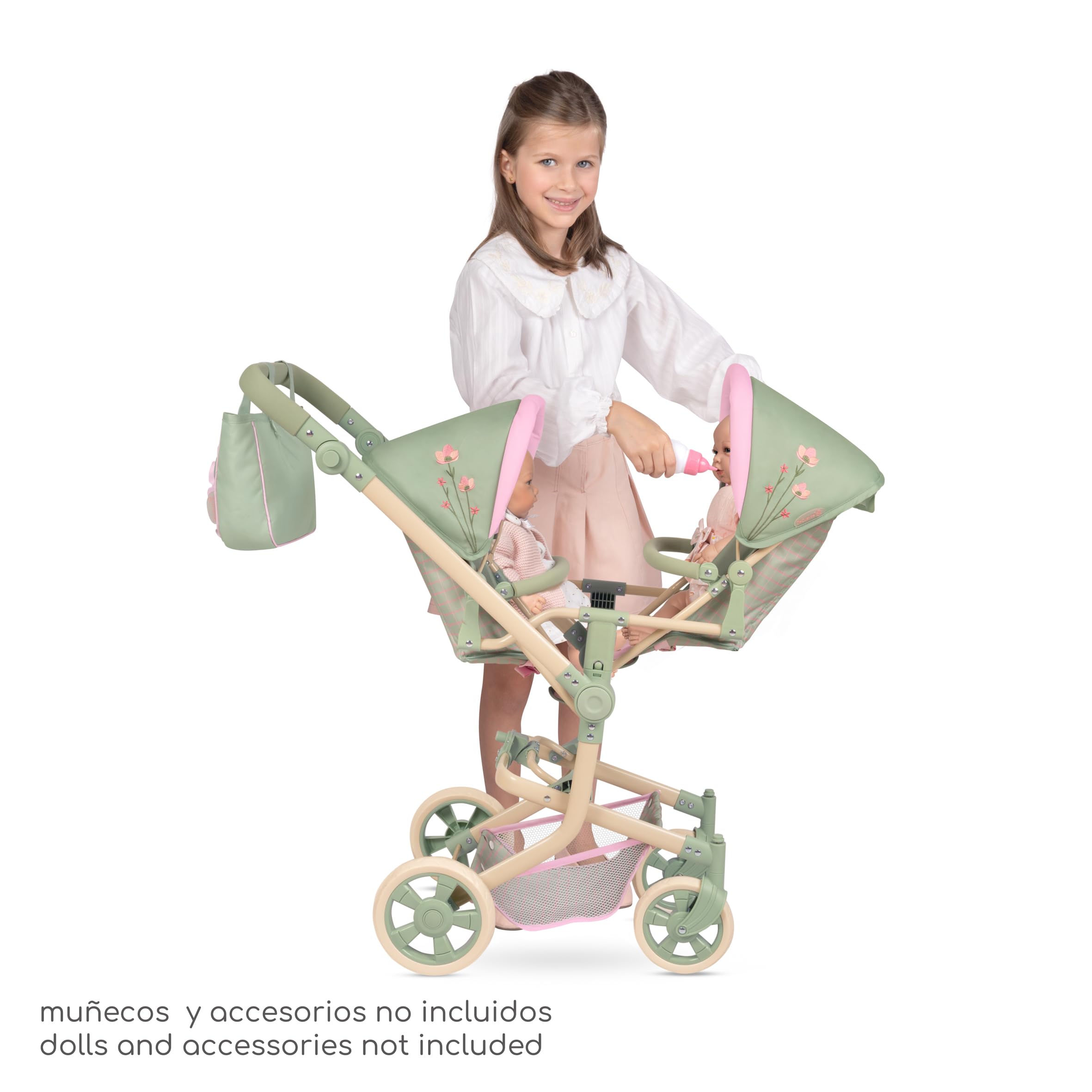Carro de Muñecas Silla Gemelar Multiposición Plegable con Bolso Botanic DeCuevas 90868