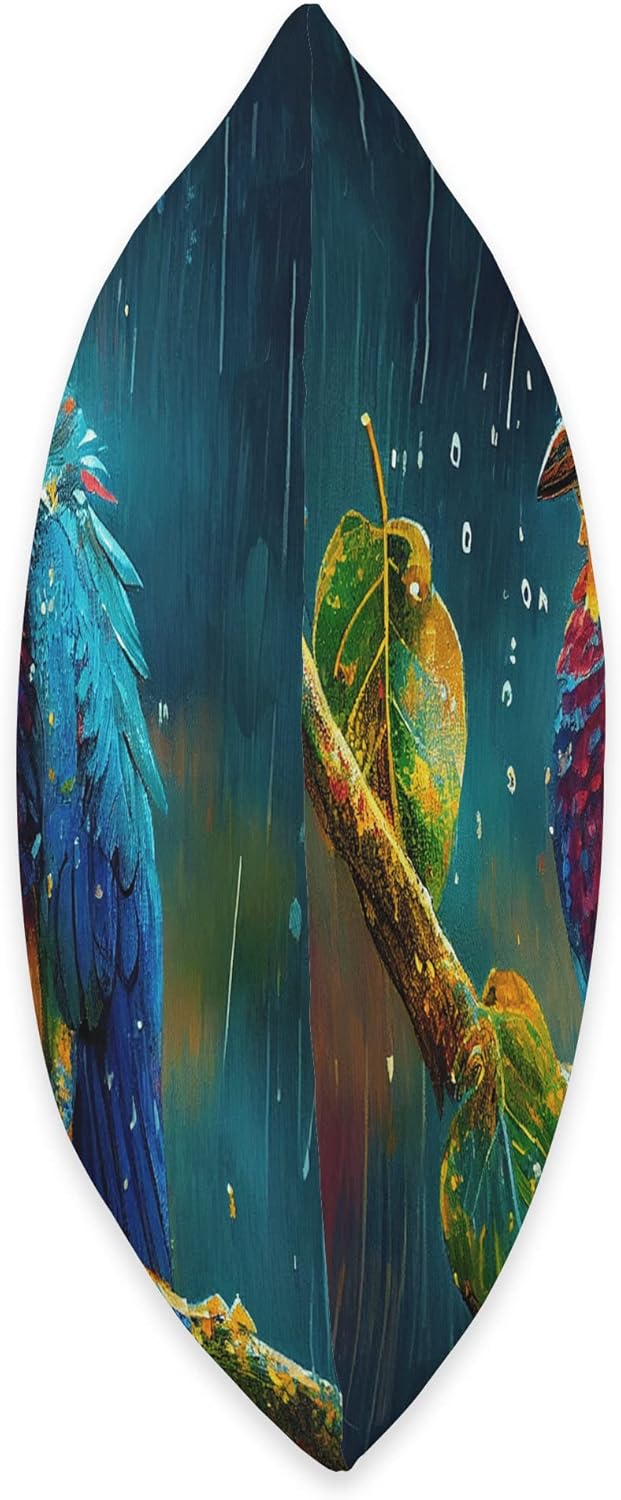 Indigo Painted Bunting Bird at Sunrise in Rain Artistic Throw Pillow