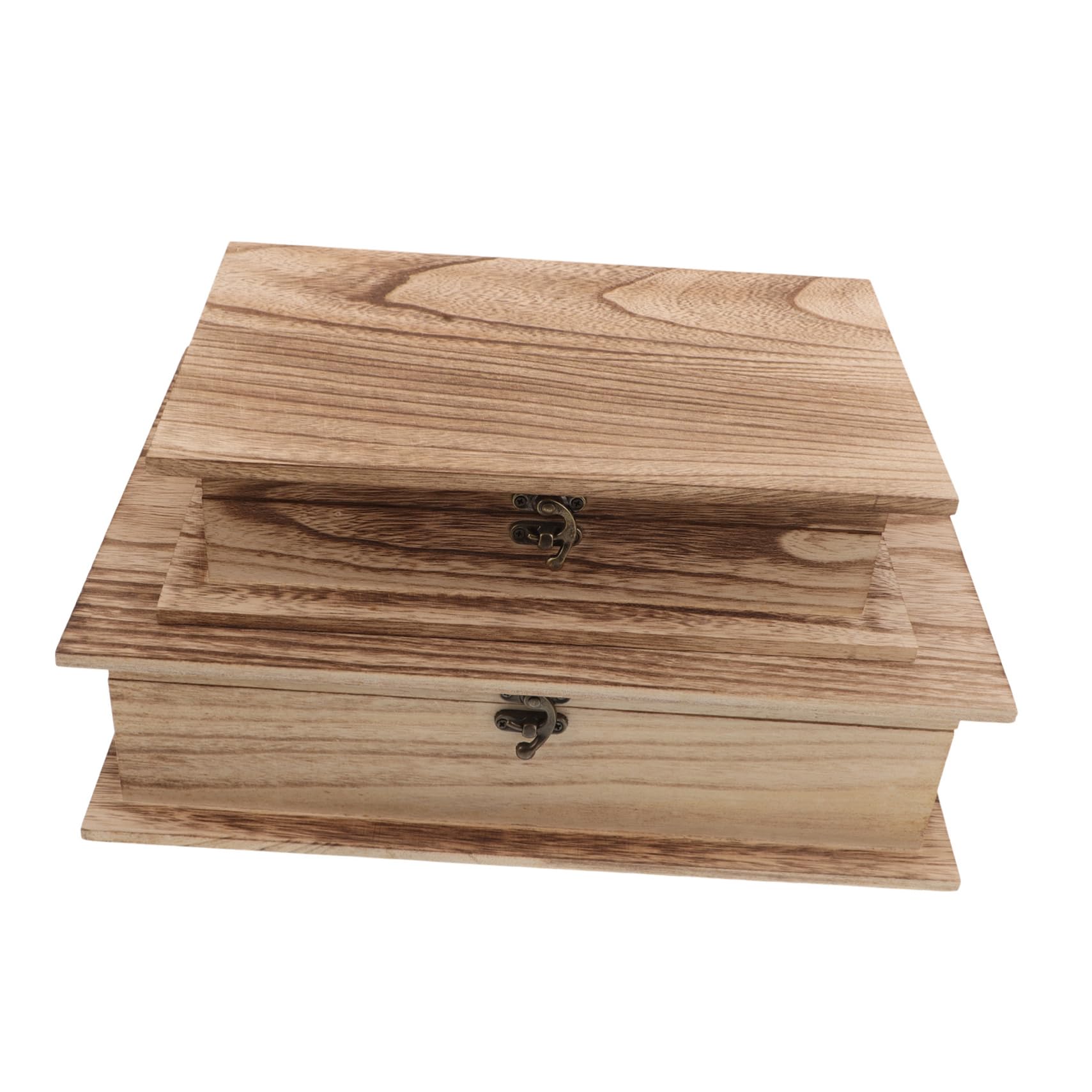 Cabilock 2 Piezas Caja de Madera para Guardar la Biblia Joyero de Madera Caja de Recuerdos con Tapa de Escritorio para Almacenar Joyas Tarjetas y Recuerdos Dormitorio o Escritorio