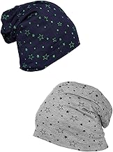 Mack JONNEY Cotton Printed Navy Blue and Melange Grey Beanie Hat for Women(Pack of 2)-Cap_PRT_No.1_NVY_PRT_No.1_MLG_02