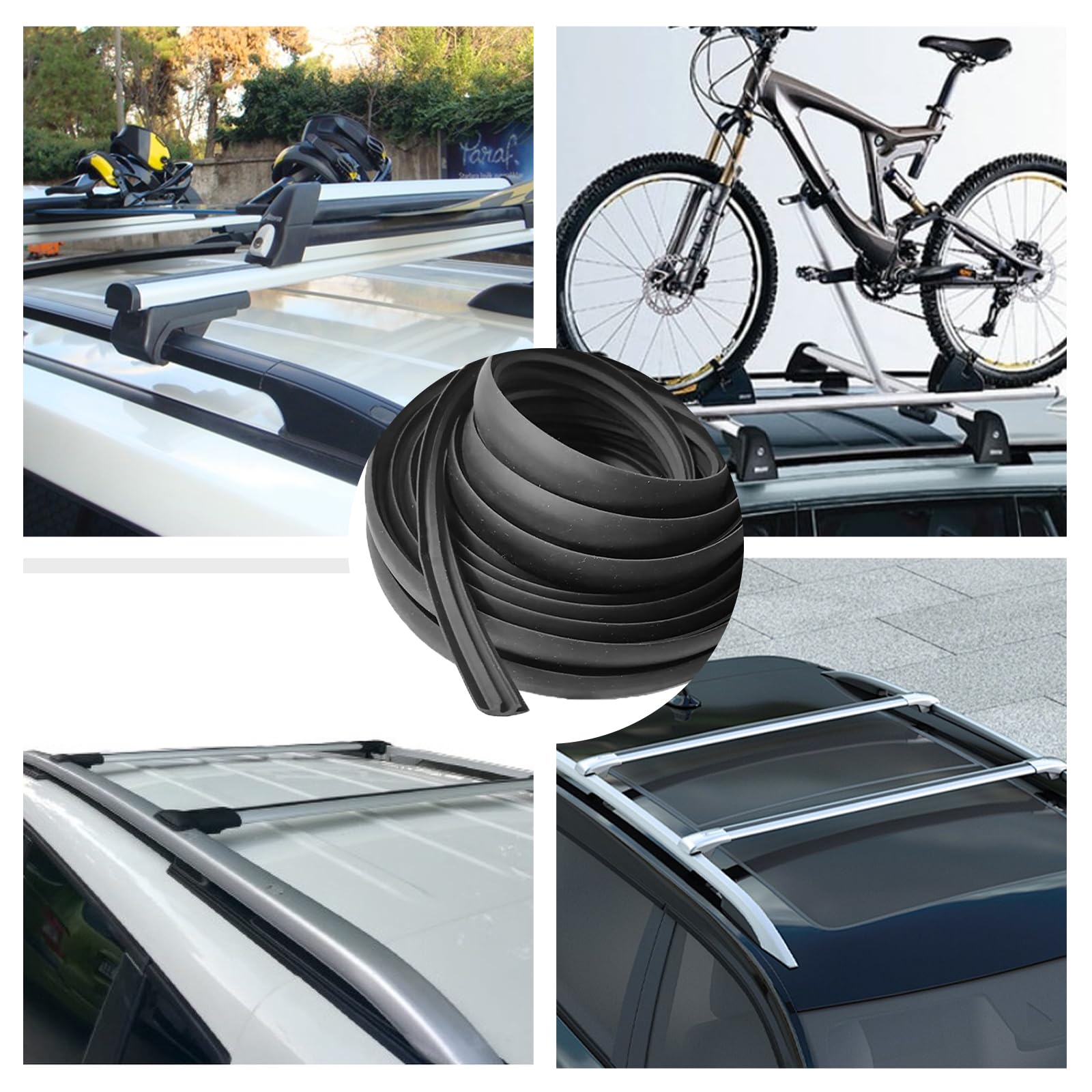 Aartner - Strisce di gomma per barre portatutto 3M, strisce di gomma universali durevoli disponibili per la guarnizione portapacchi auto