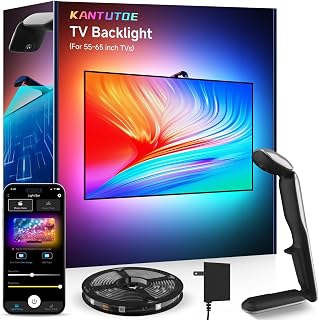 KANTUTOE 13.7ft TV LED Backlight with Camera Sync - Real-Time Screen Mirroring for 45-65" TVs & Monitors, App & Music Sync Lights