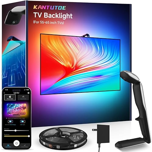 TV LED Backlight Sync to Screen, 13.7ft LED Lights for 45-65 Inch TVs & PC Monitors, Smart App Control TV Lights That Change with TV, Backlight with Camera, Music Sync Strip Lighting