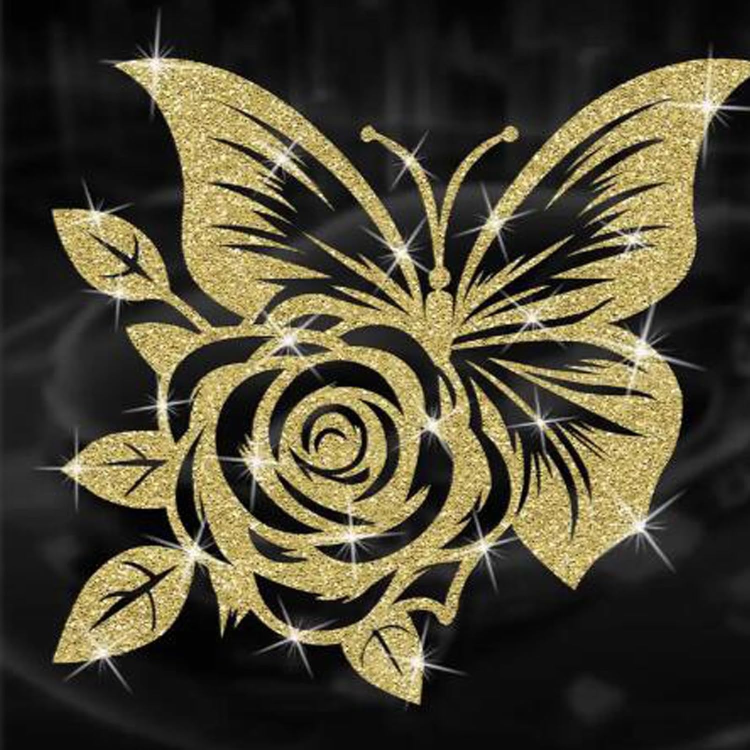 2pcs Butterfly Rose Sparkling Sunflower Self-Adhesive PVC Rainbow Glittery Decal Sticker for Cars, Laptops, Trucks, Motorcycles Wall Window Luggage Scratch Cover Door Multi-Surface Decor Sticker - Image 2