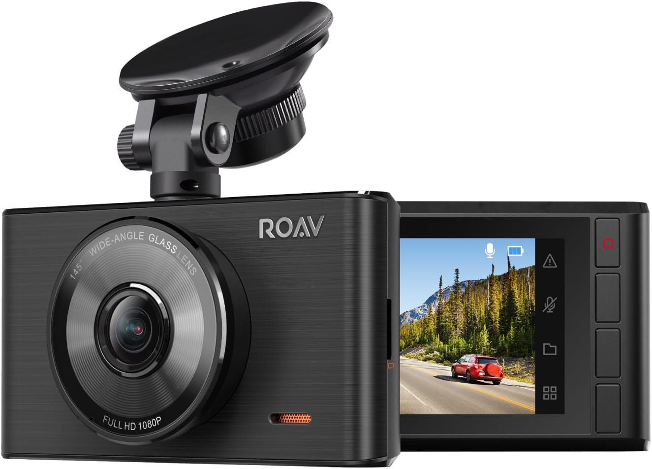 Anker Roav Dash Cam C2, FHD 1080P, 3" LCD, 4-Lane Wide-Angle View Lens, G-Sensor, WDR, Loop Recording, Night Mode, 2-Port Charger, No Wifi or APP