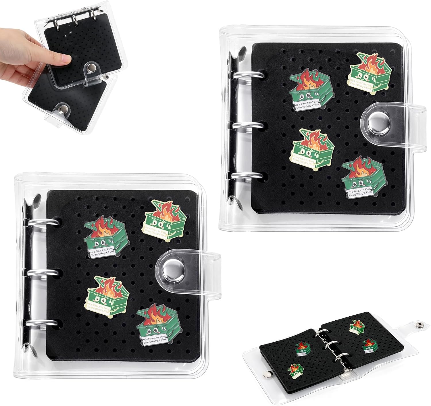 XIHIRCD 2Pcs Small Mini Enamel Pin Display Book for Travel Collectors | 6 Pages Each Portable Mini Pin Folio Pro Board Pad Case Trading Binder Clear PVC Cover Badge Storage Organizer Collection