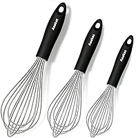 Vista 20 de Anaeat Juego de 4 batidores de cocina de silicona, perfectos para utensilios de cocina antiadherentes, batidora de leche y huevos para batir