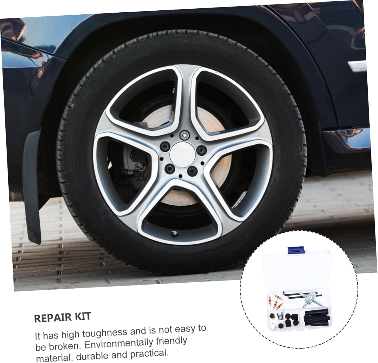 ABOOFAN 67Pcs Auto Tire Repair Kit Heavy Duty Tools for Car Motorcycle and Electric Vehicle Tire Repairs Easy Storage and Use for and Enthusiasts